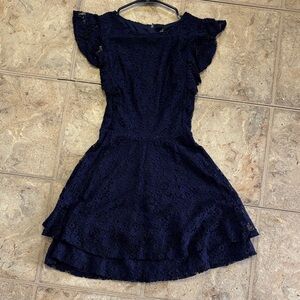 Crystal Doll Elegant Navy Lace Dress